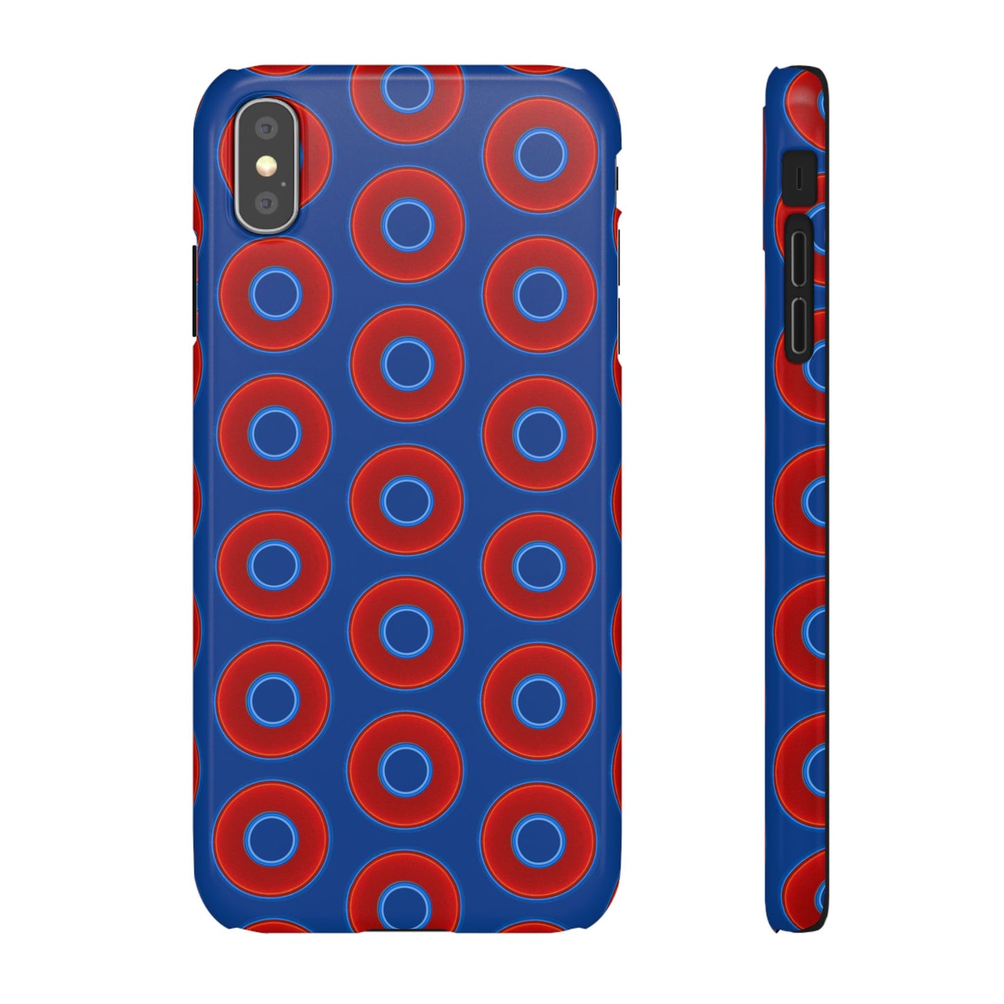 Lumpy Donut Snap Case - red vivid donut print w/dark blue background