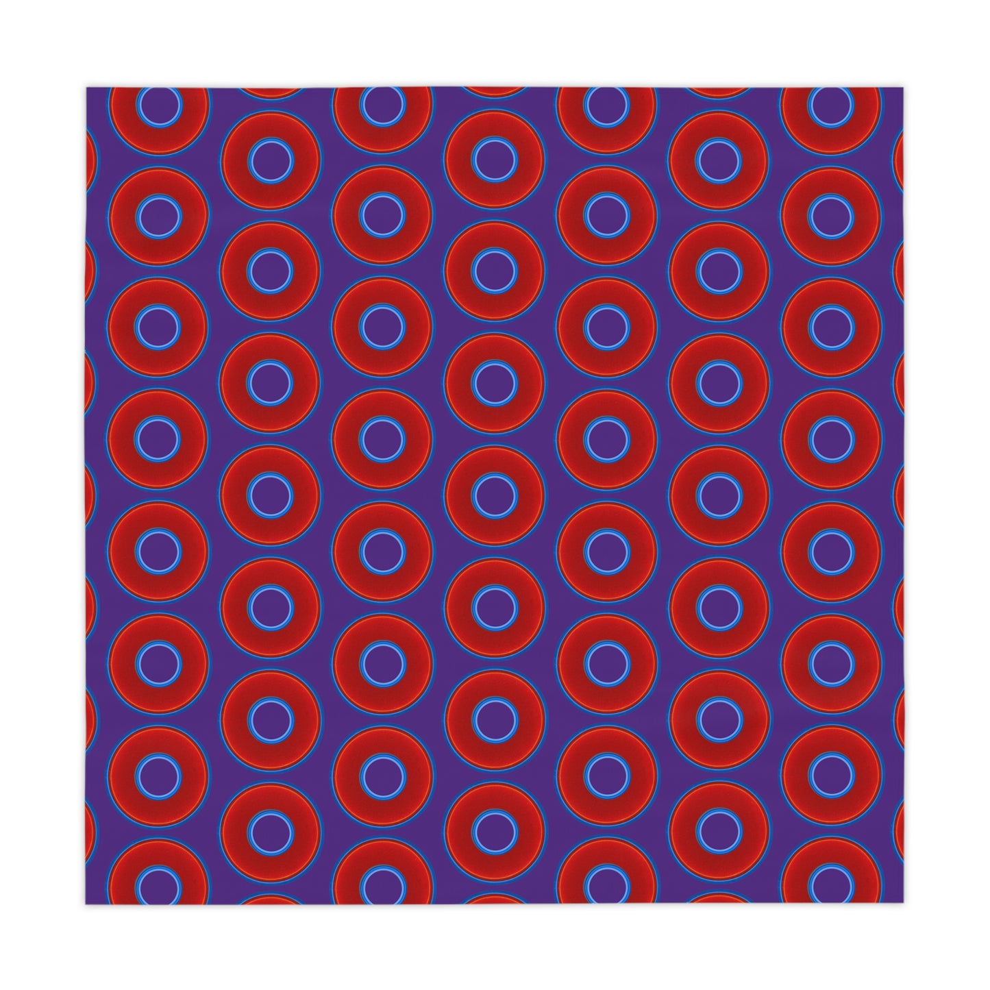 Lumpy Tablecloth - 55.1" x 55.1" - vivid red donuts w/purple background