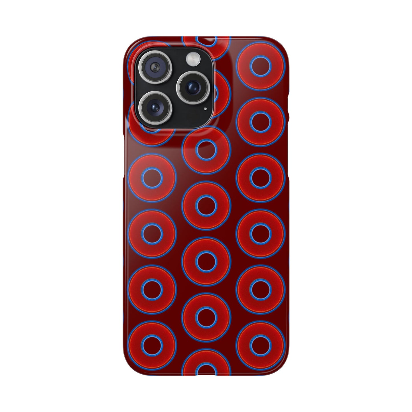 Lumpy Donut Snap Case - red vivid donut print w/dark red background