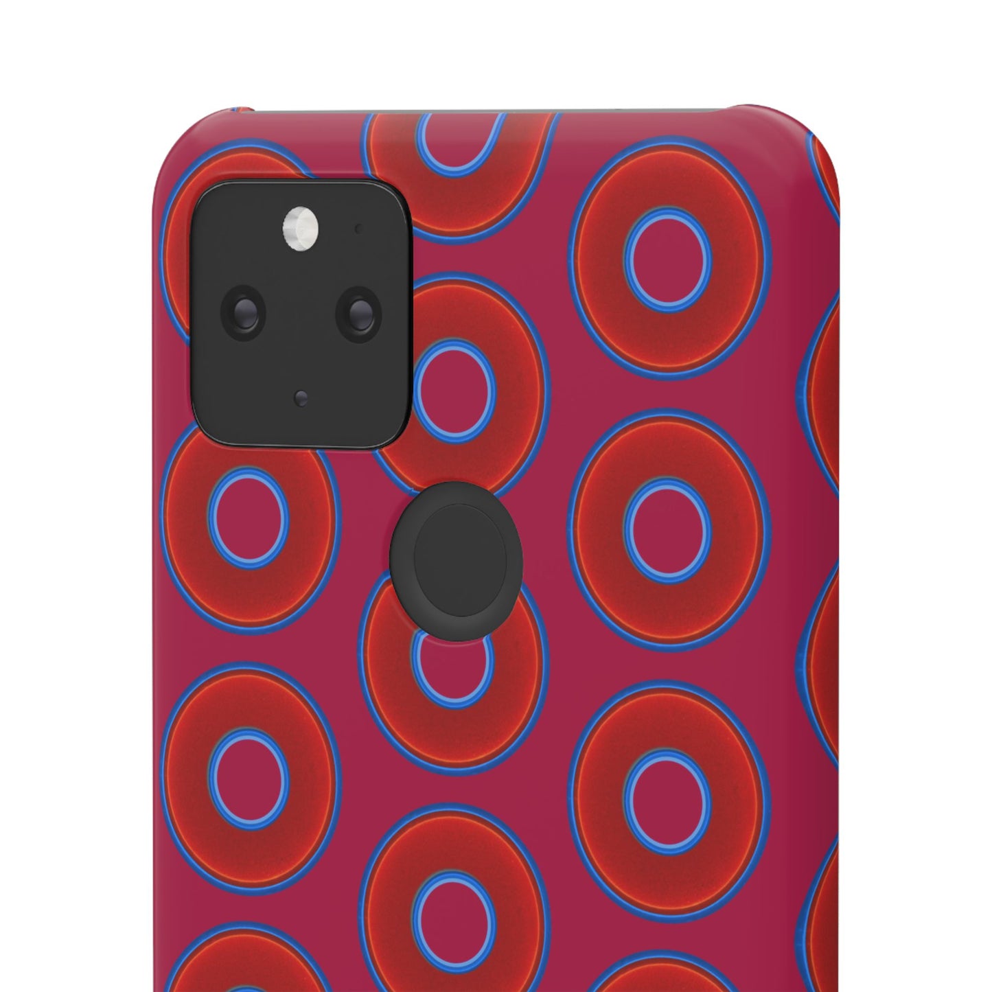 Lumpy Donut Snap Case - red vivid donut print w/dark magenta background
