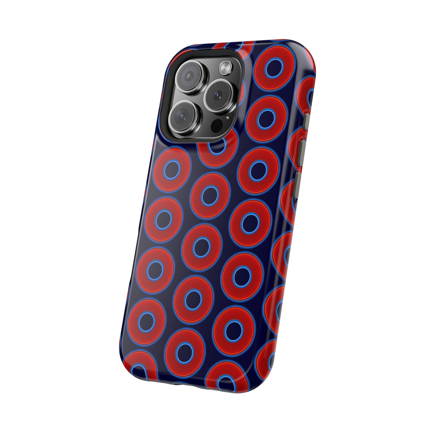 Magnetic Tough Donut Case - red vivid donut print w/midnight blue background