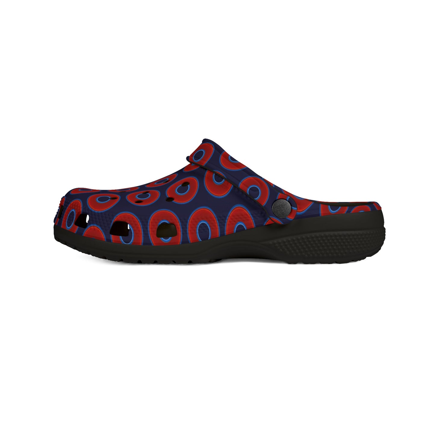 Spatchcocks - donut slip-on shoes - vivid red donuts w/midnight blue background [unisex]