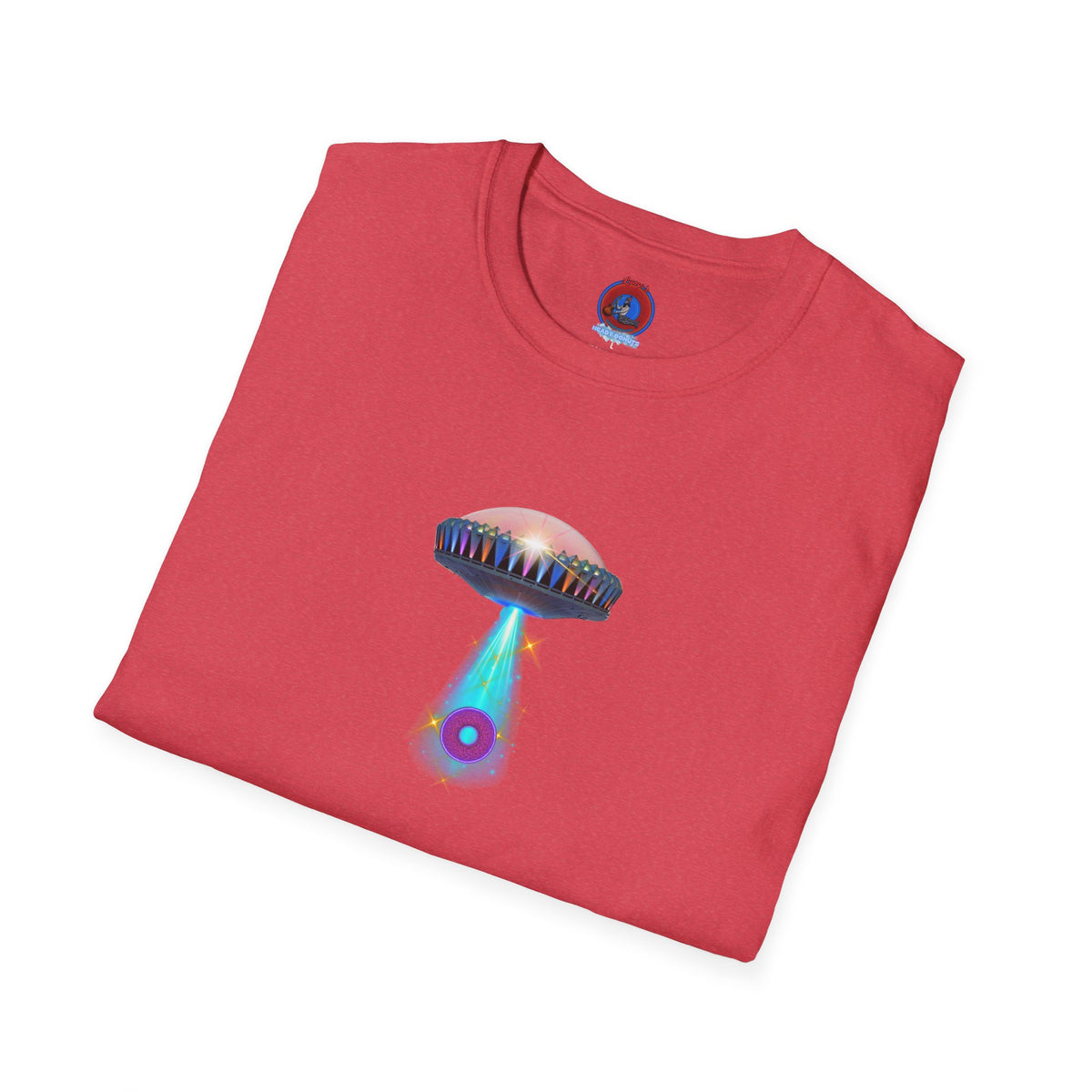 Classic Donut Tee - Unisex Soft-Style - "Donuts now Served on the Mothership" - series 1.0  - variant 6  - tractor-beamed donut