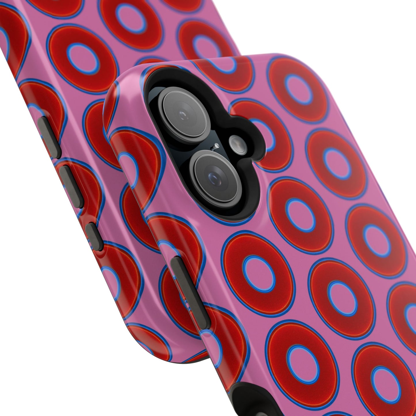 Magnetic Tough Donut Case - red vivid donut print w/pink background