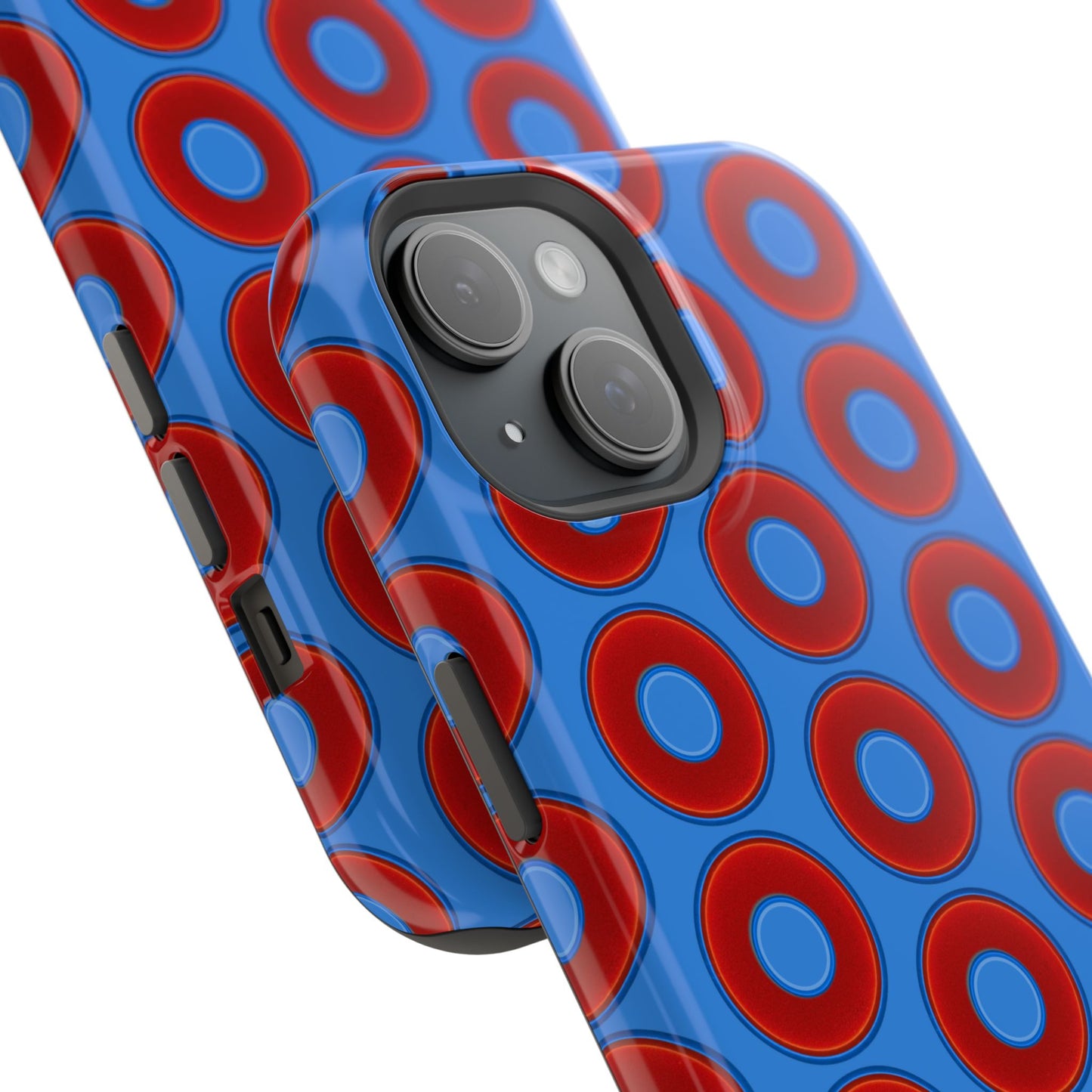 Magnetic Tough Donut Case - red vivid donut print w/light royal blue background