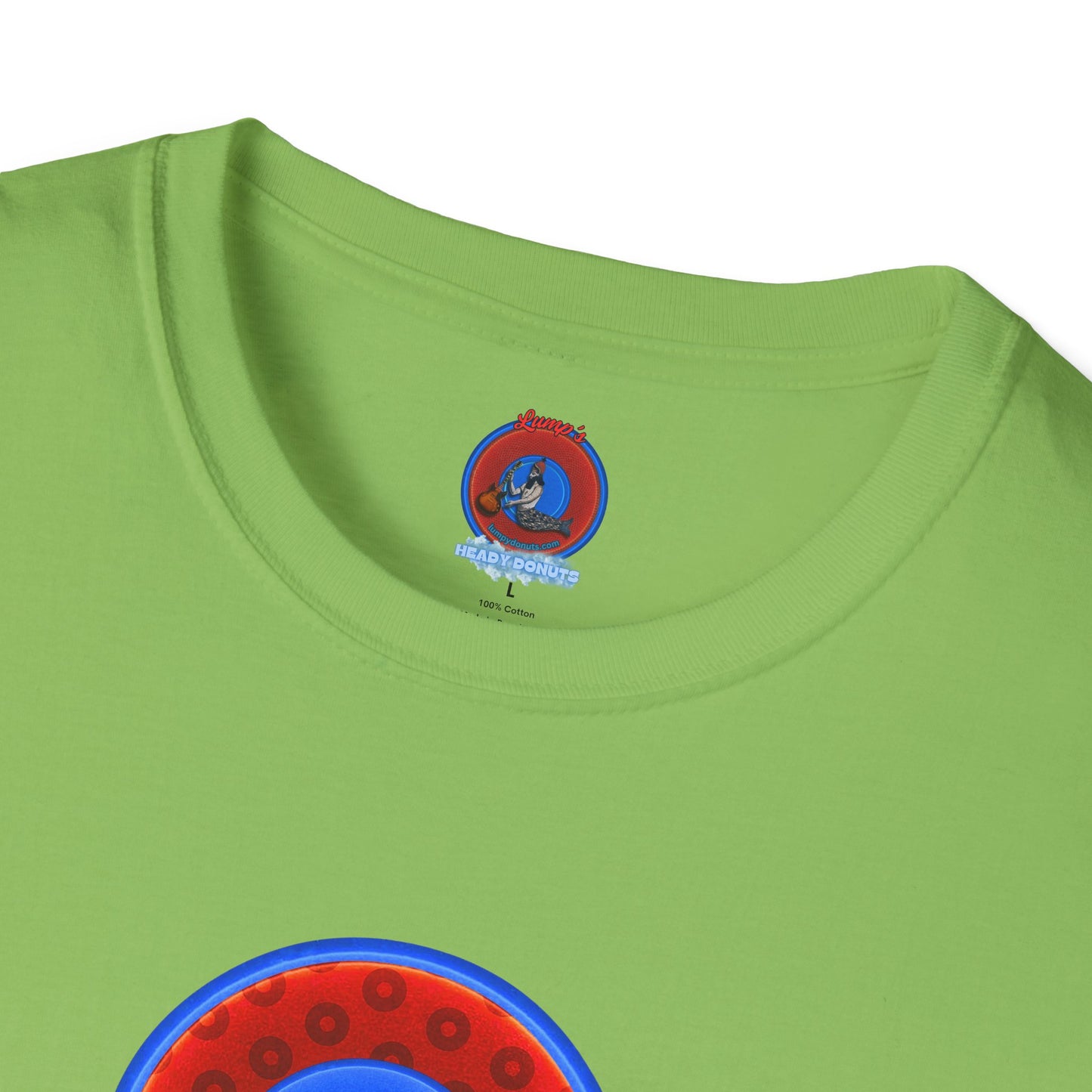 Classic Donut Tee - Unisex Soft-Style - "Read the F'ing Donut Book" - paradoxical widemouthed red/blue donut - variant 2