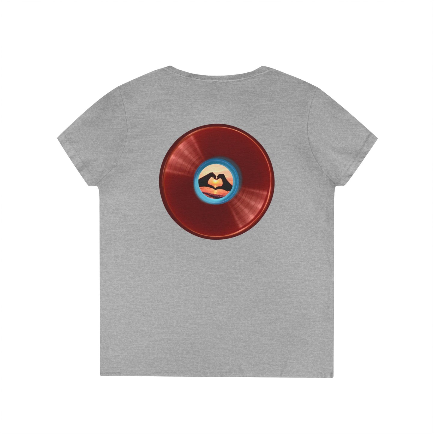 Women's Donut V-Neck Tee - "Waste of a Perfectly Good Donut" - variant 1 - vivid red record donut w/