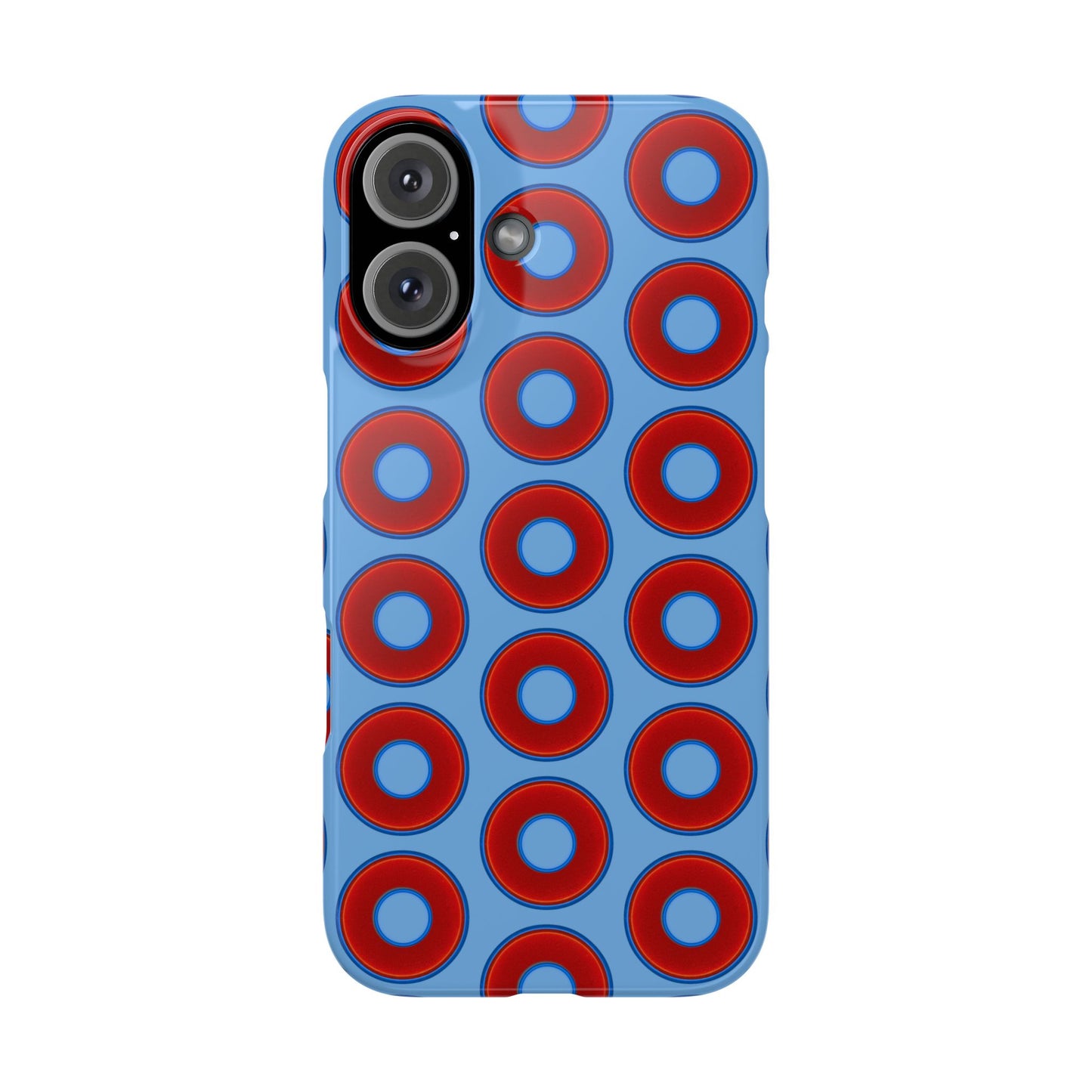 Lumpy Donut Snap Case - red vivid donut print w/light blue background