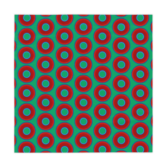 Lumpy Tablecloth - 55.1" x 55.1" - vivid red donuts w/jade green background