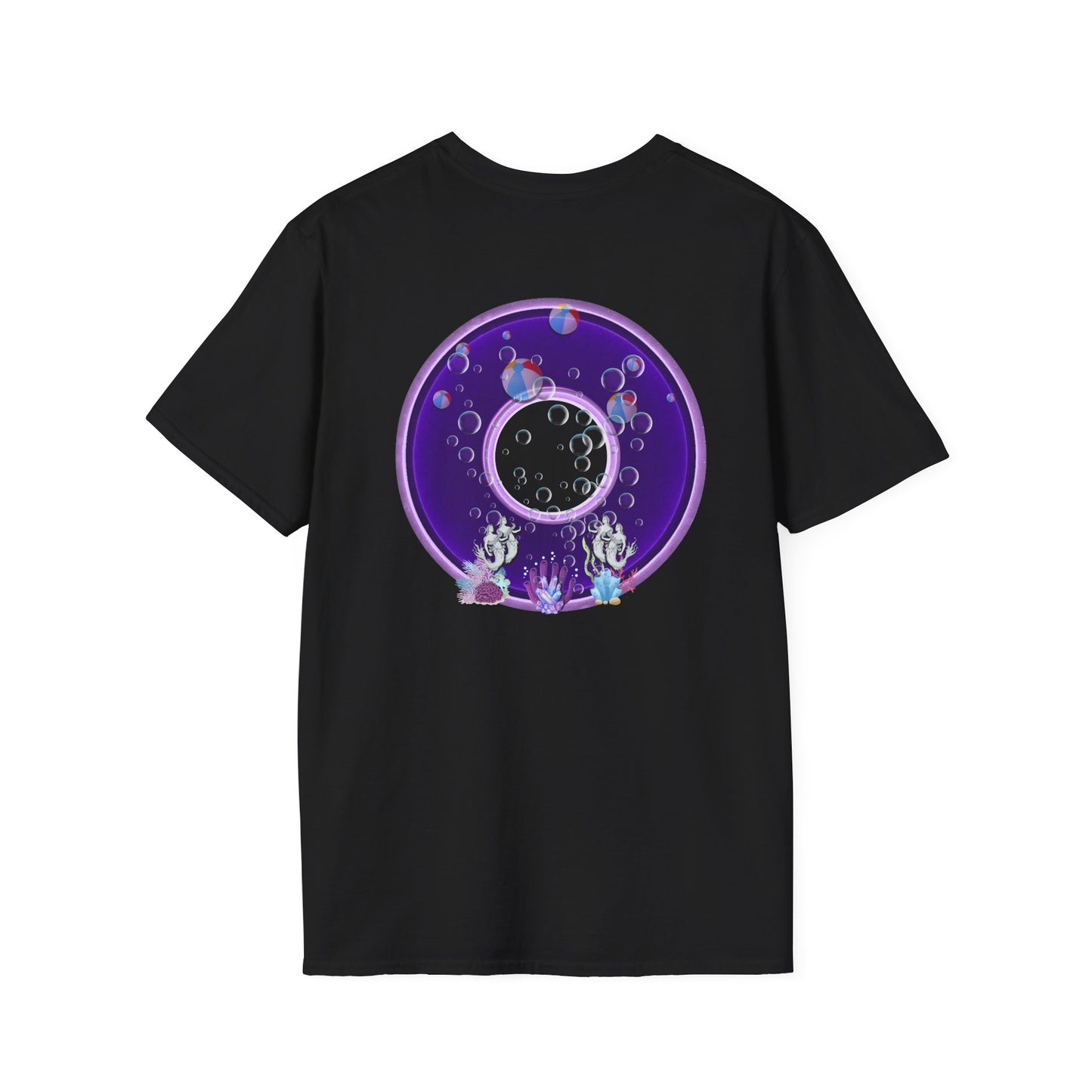 Classic Donut Tee - Unisex Soft-Style - "Sure That Sirens Made This Donut For Me" - vivid dark purple/light purple donut
