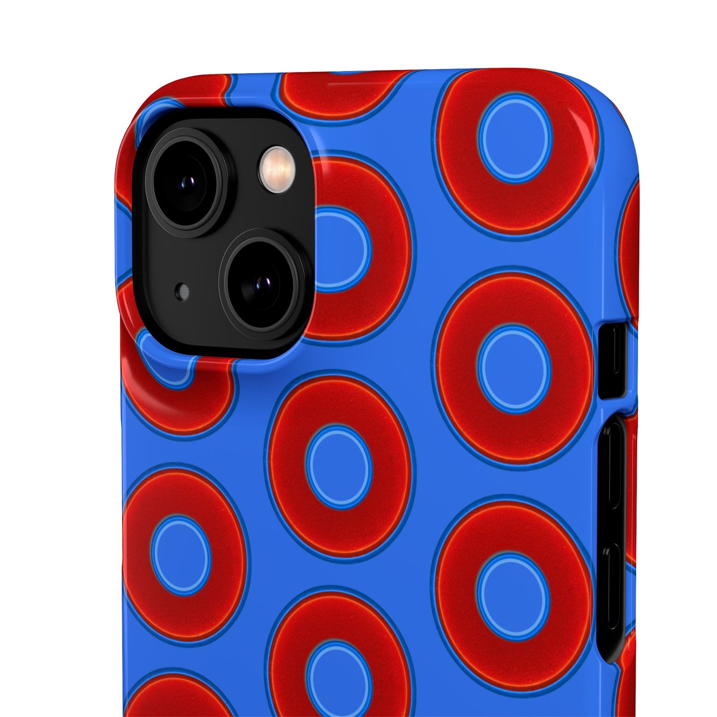 Lumpy Donut Snap Case - red vivid donut print w/medium royal blue background