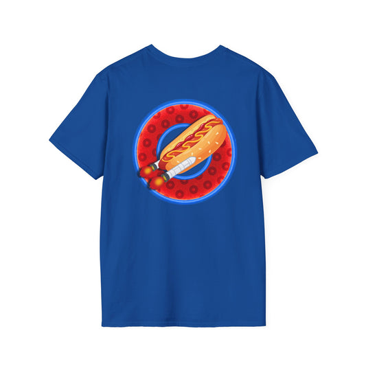Classic Donut Tee - Unisex Soft-Style - "Viva Las Vegas Donut" -  red paradox donut w/raw dogger - variant 2
