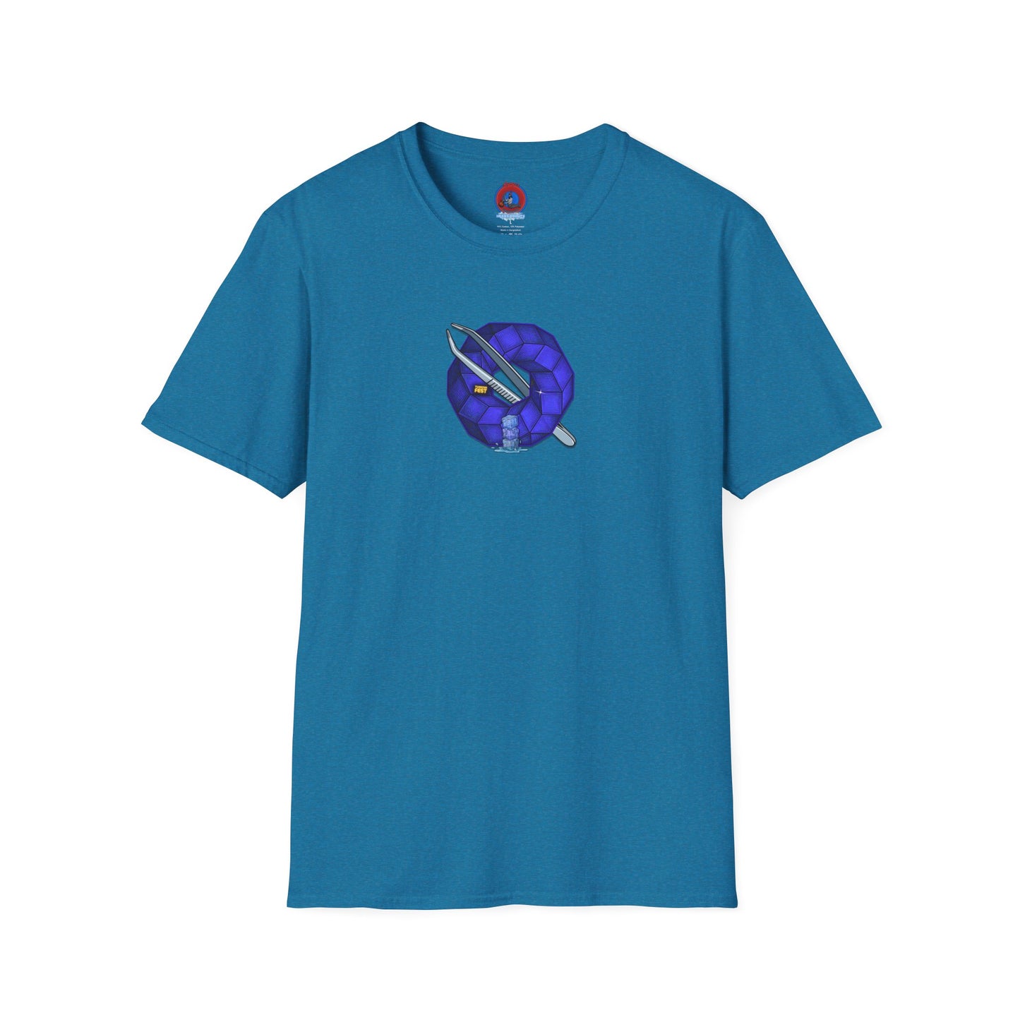 Classic Donut Tee - Unisex Soft-Style - "The Teasing Festivus Donut" - blue rustic cubed donut