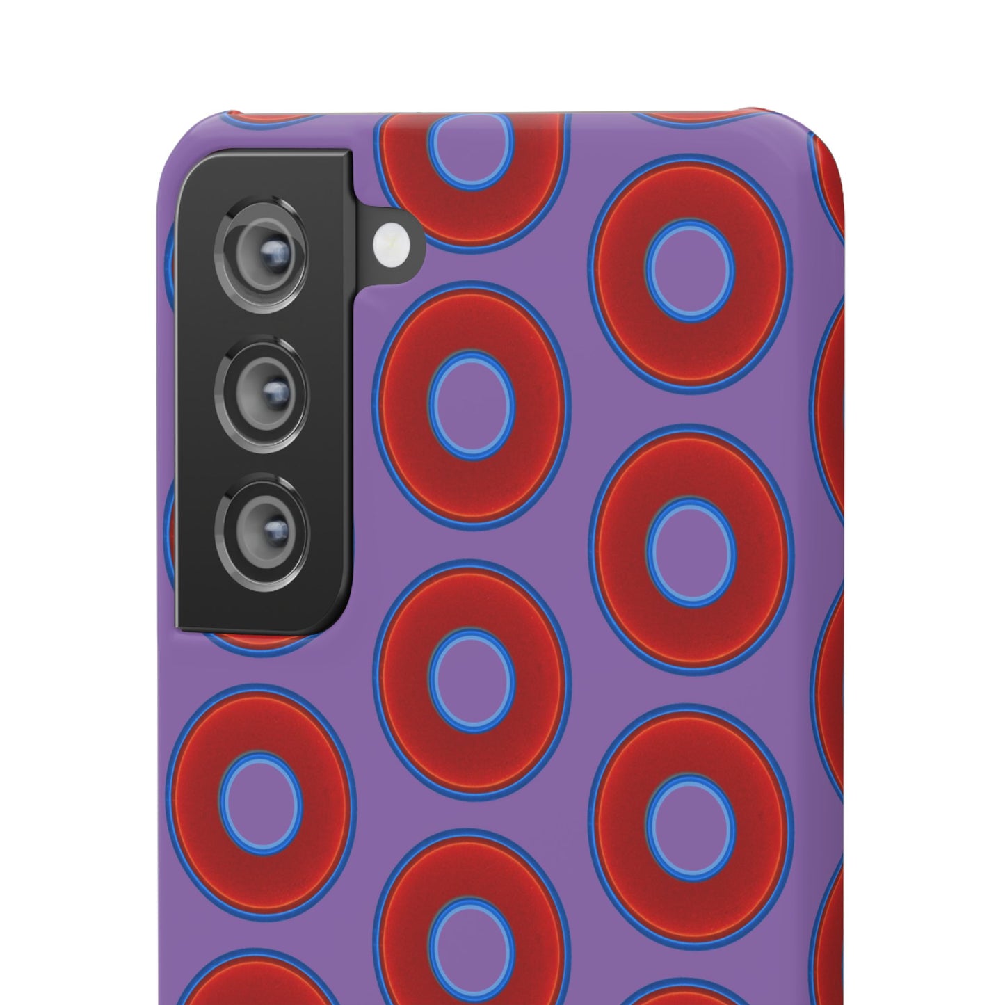Lumpy Donut Snap Case - red vivid donut print w/light purple background