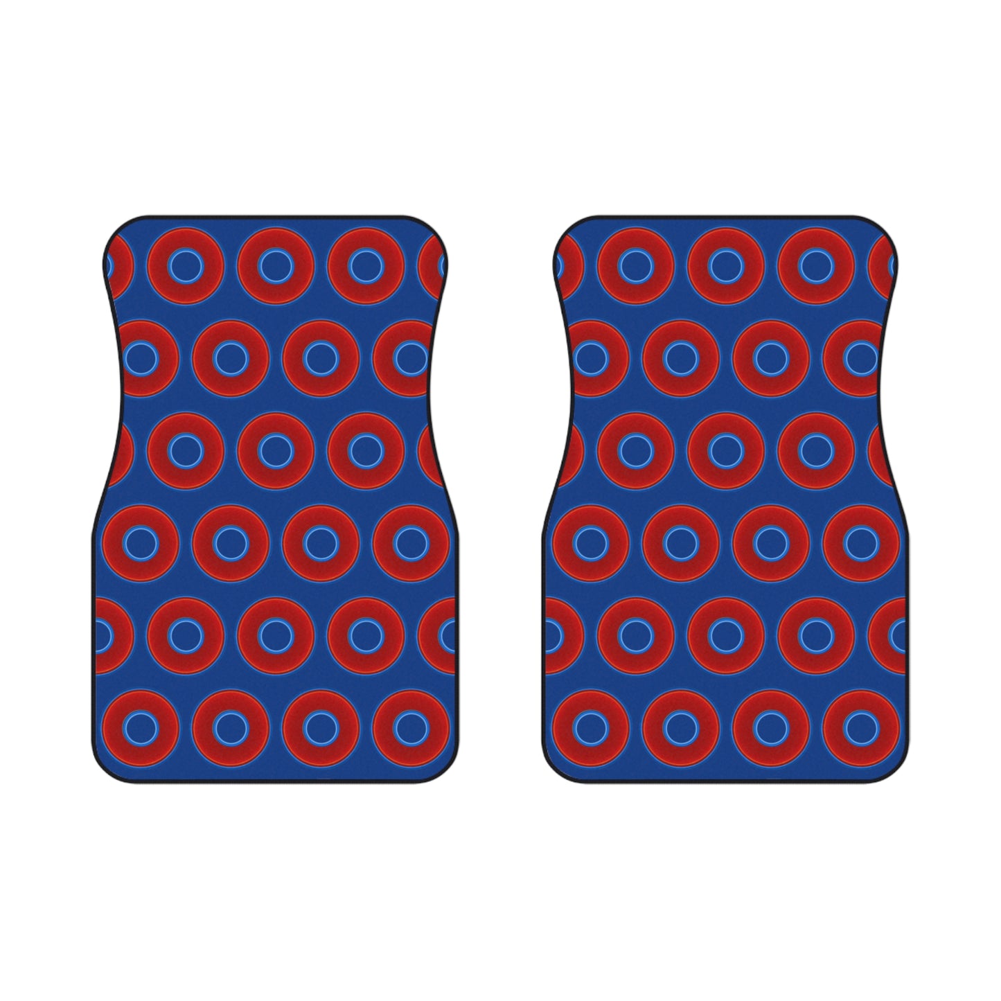 Contacted Car Mats - Set of 2/Front - vivid donut print w/dark blue background