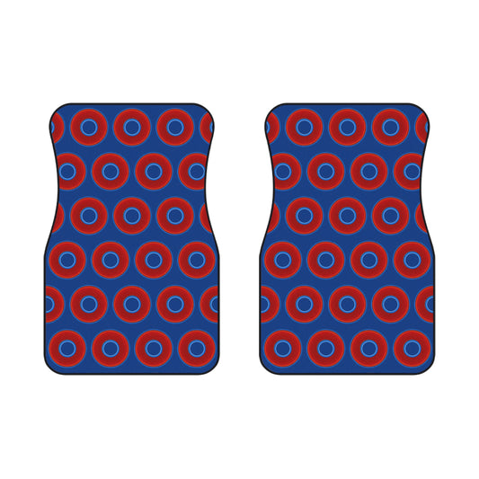 Contacted Car Mats - Set of 2/Front - vivid donut print w/dark blue background