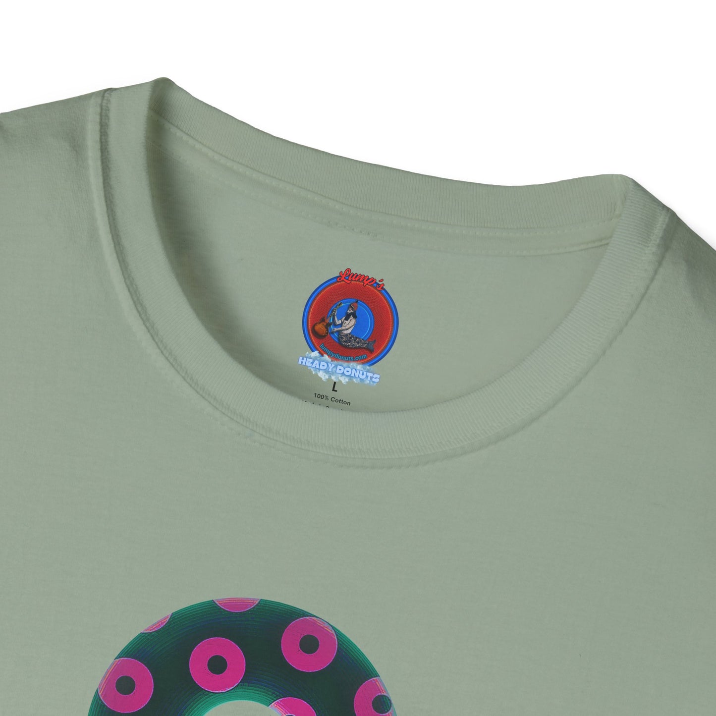 Plain Donuts/Unisex Soft-Style - "Plain Blimpy Paradoxical Donuts" - dark green/magenta donuts