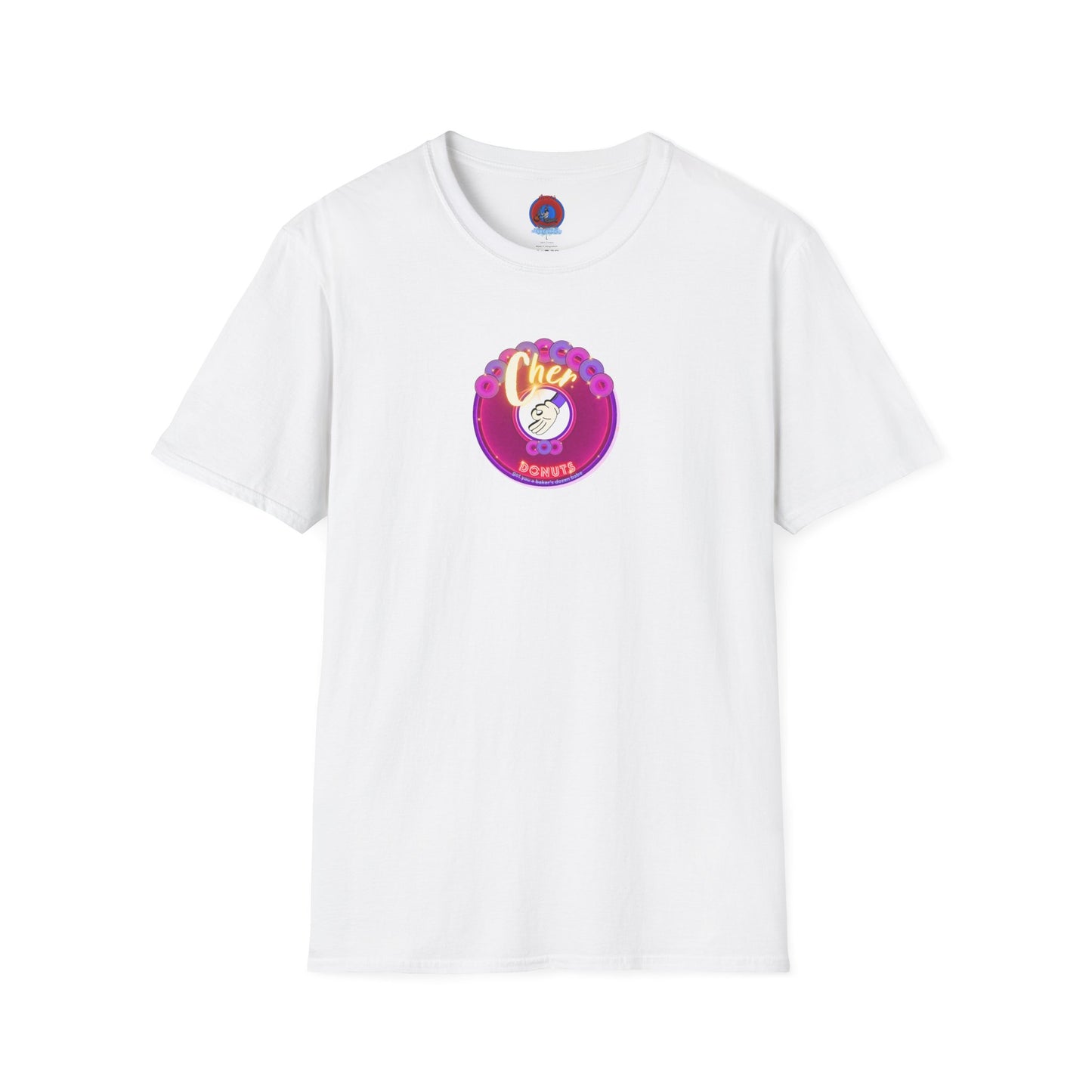 Classic Donut Tee - Unisex Soft-Style - "Chering is Caring Donut' - vivid magenta/purple donut