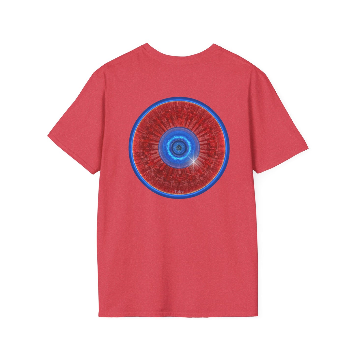 Classic Donut Tee - Unisex Soft-Style - "Graphic Translation Tee Shirt" - vivid red/blue tube donut - variant 1