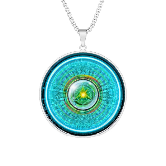 Lump's Heady Donut Necklace - 1" x 1" Stainless Steel Pendant - "Donut of Life Pendant - Tube Edition" - turquoise/teal tube donut - variant 2
