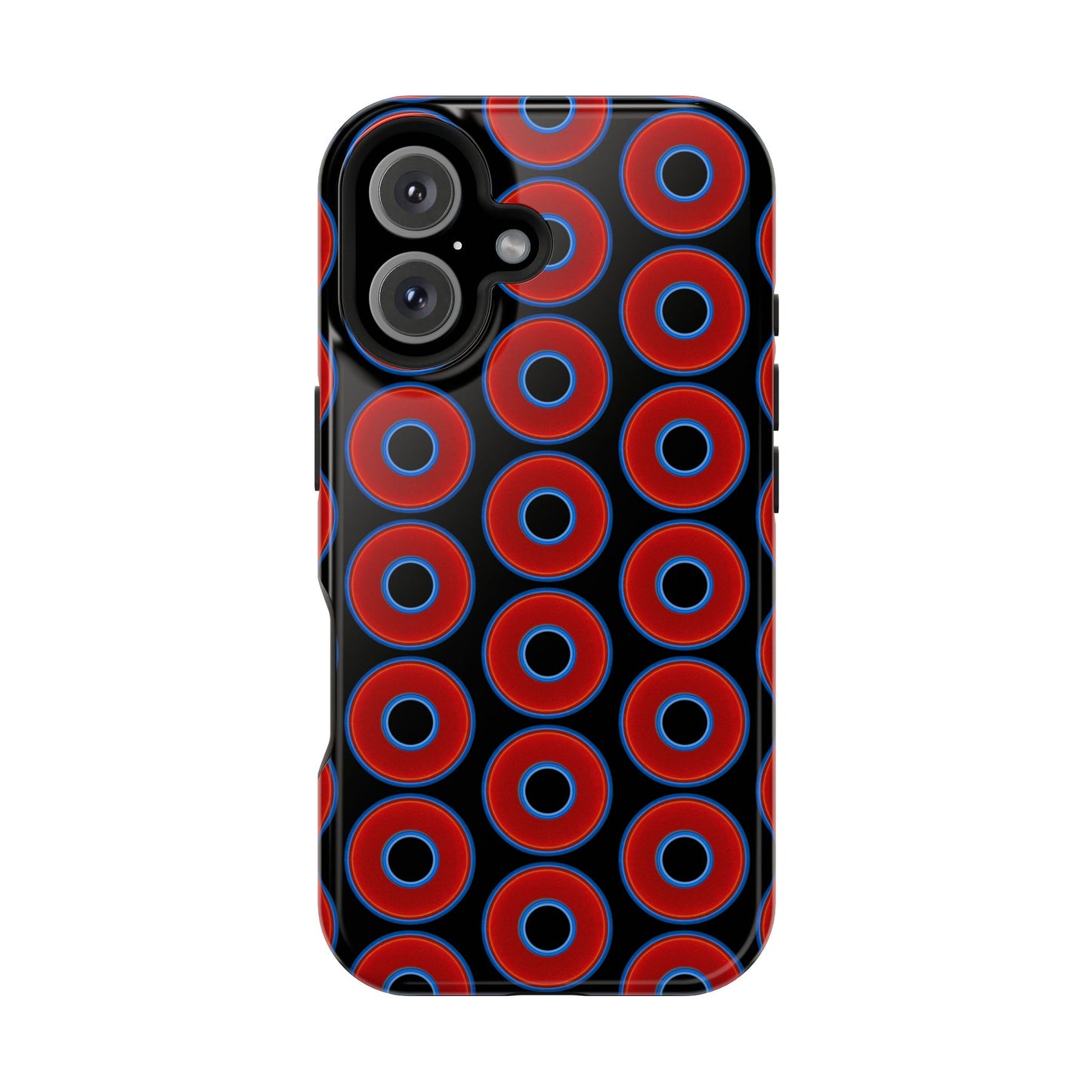 Magnetic Tough Donut Case - red vivid donut print w/black background