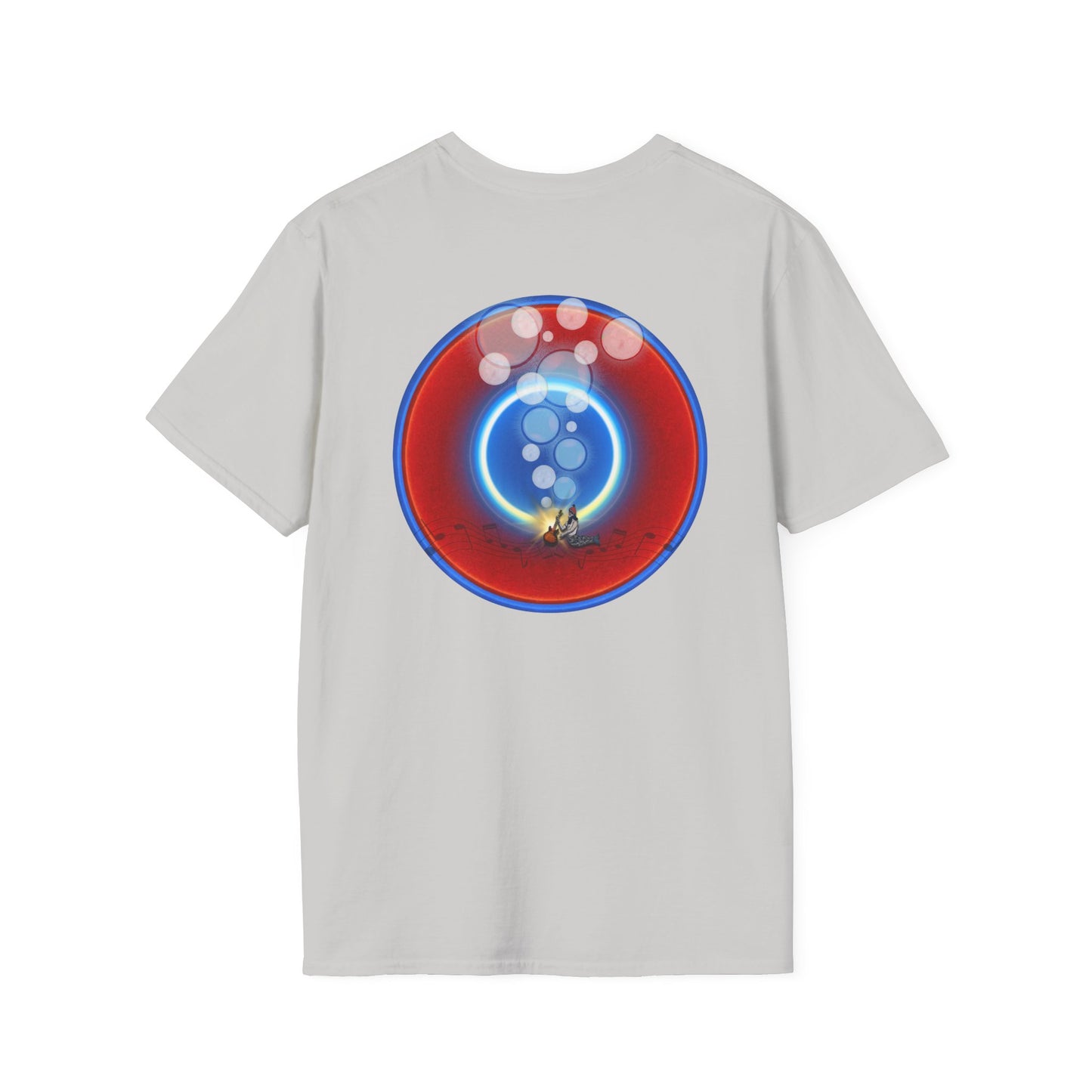 Classic Donut Tee - Unisex Soft-Style - "Bubbler's Donut Tee" - vivid red/blue donut