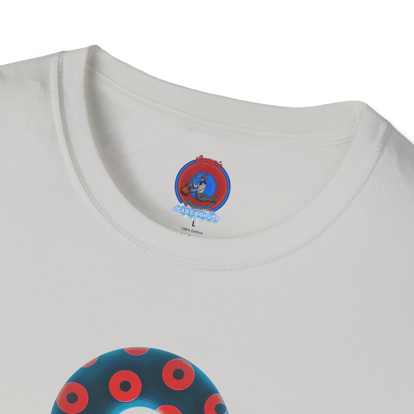 Plain Donuts/Unisex Soft-Style - "Plain Blimpy Paradoxical Donuts" - steel blue/red donuts