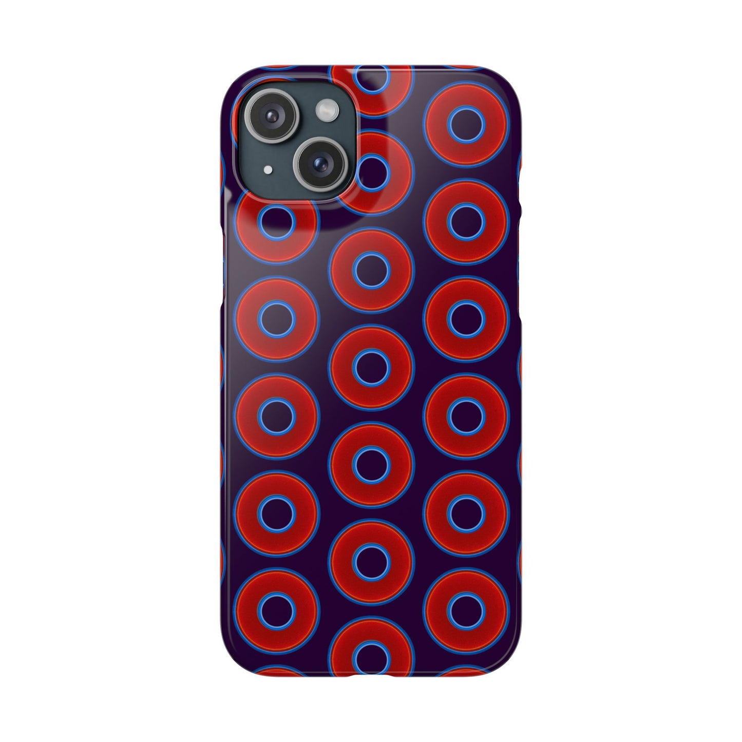 Lumpy Donut Snap Case - red vivid donut print w/midnight purple background