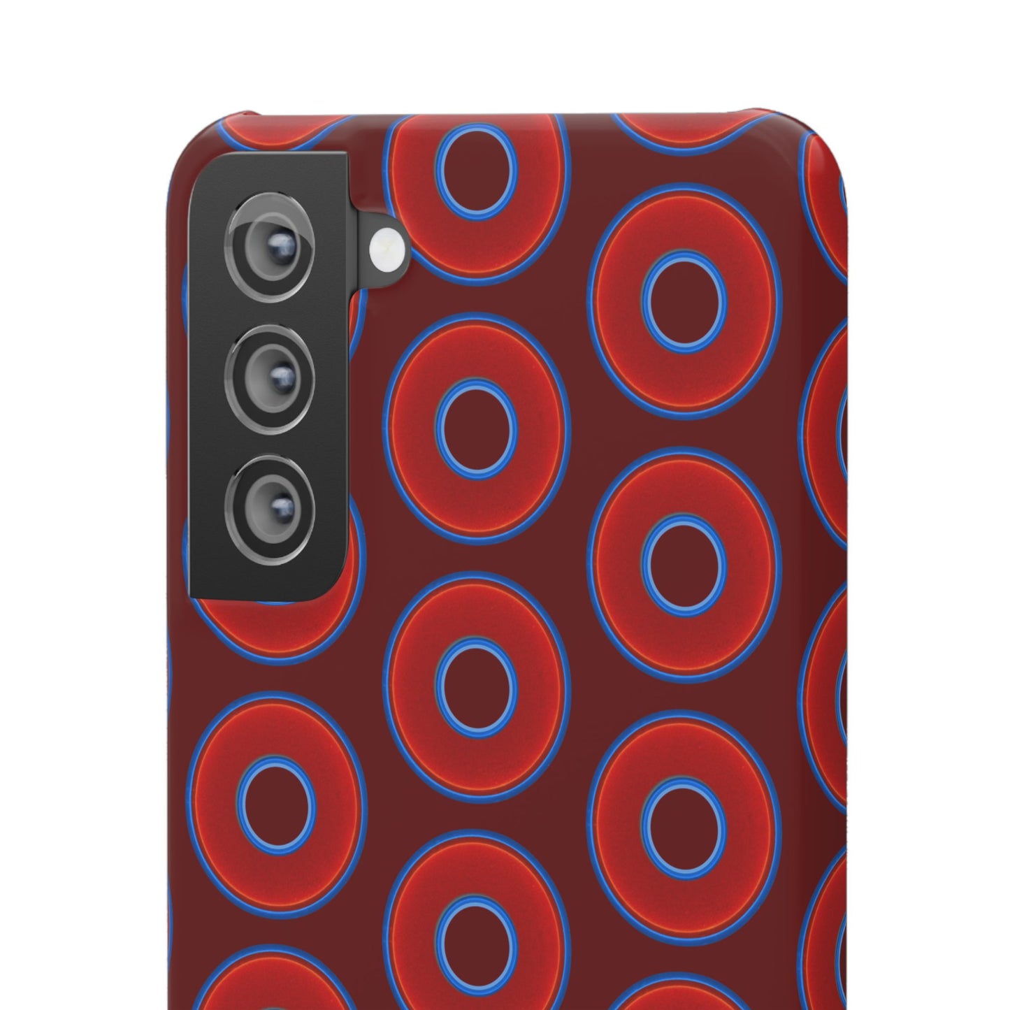 Lumpy Donut Snap Case - red vivid donut print w/dark red background