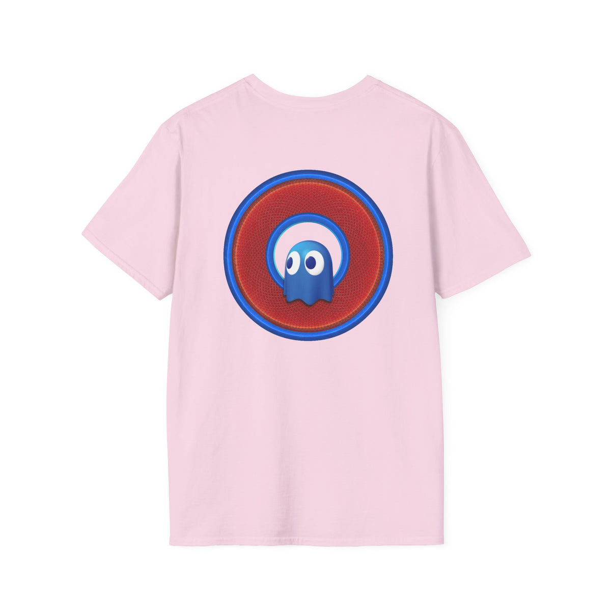 Classic Donut Tee - Unisex Soft-Style - "The Story of the Donut - a Ghostly Good Time" - red/blue rustic donut - variant 1