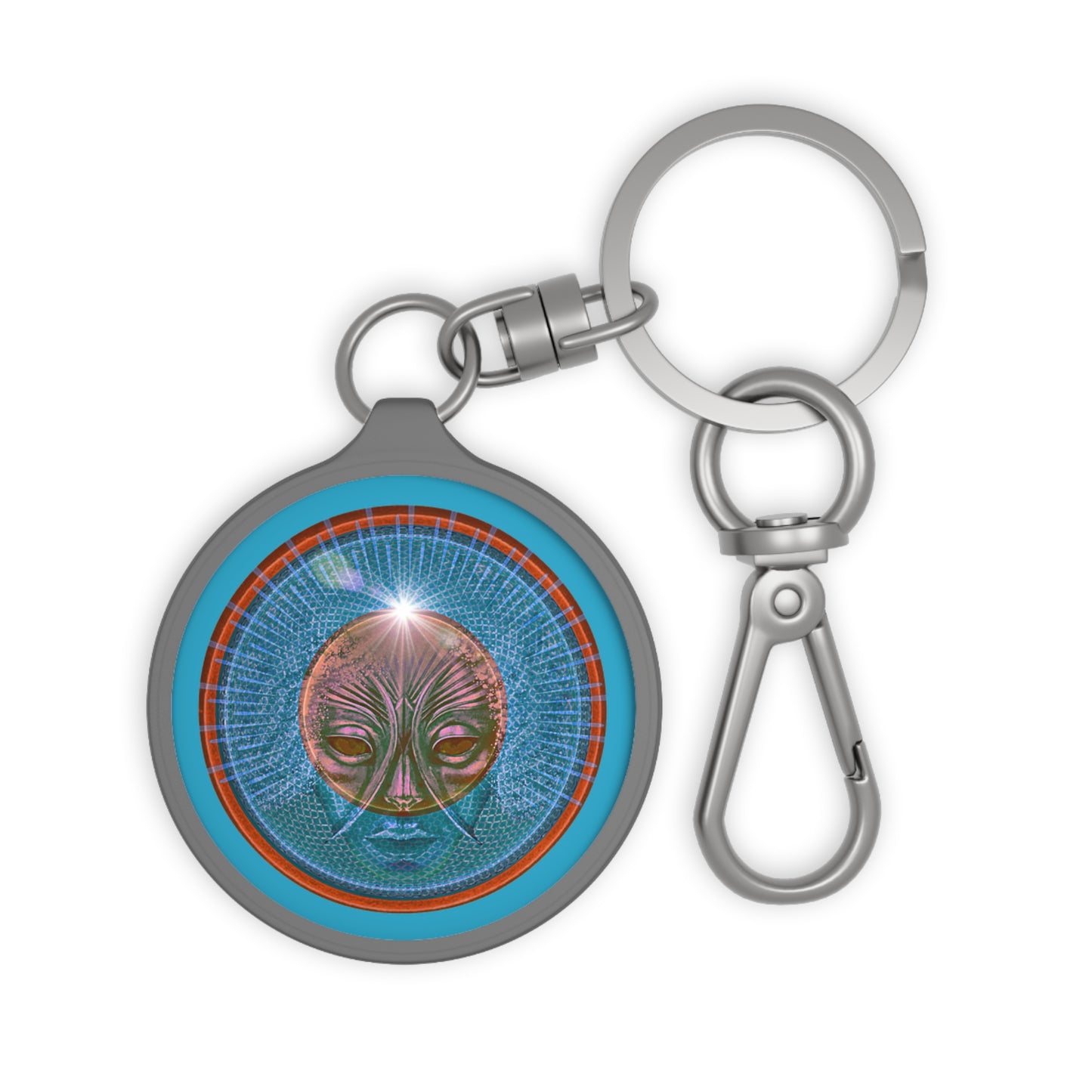 Lumpy Donut Keychain - "Conjurers of Awesome" - series 1.0 - variant 2 -  blue rustic donut