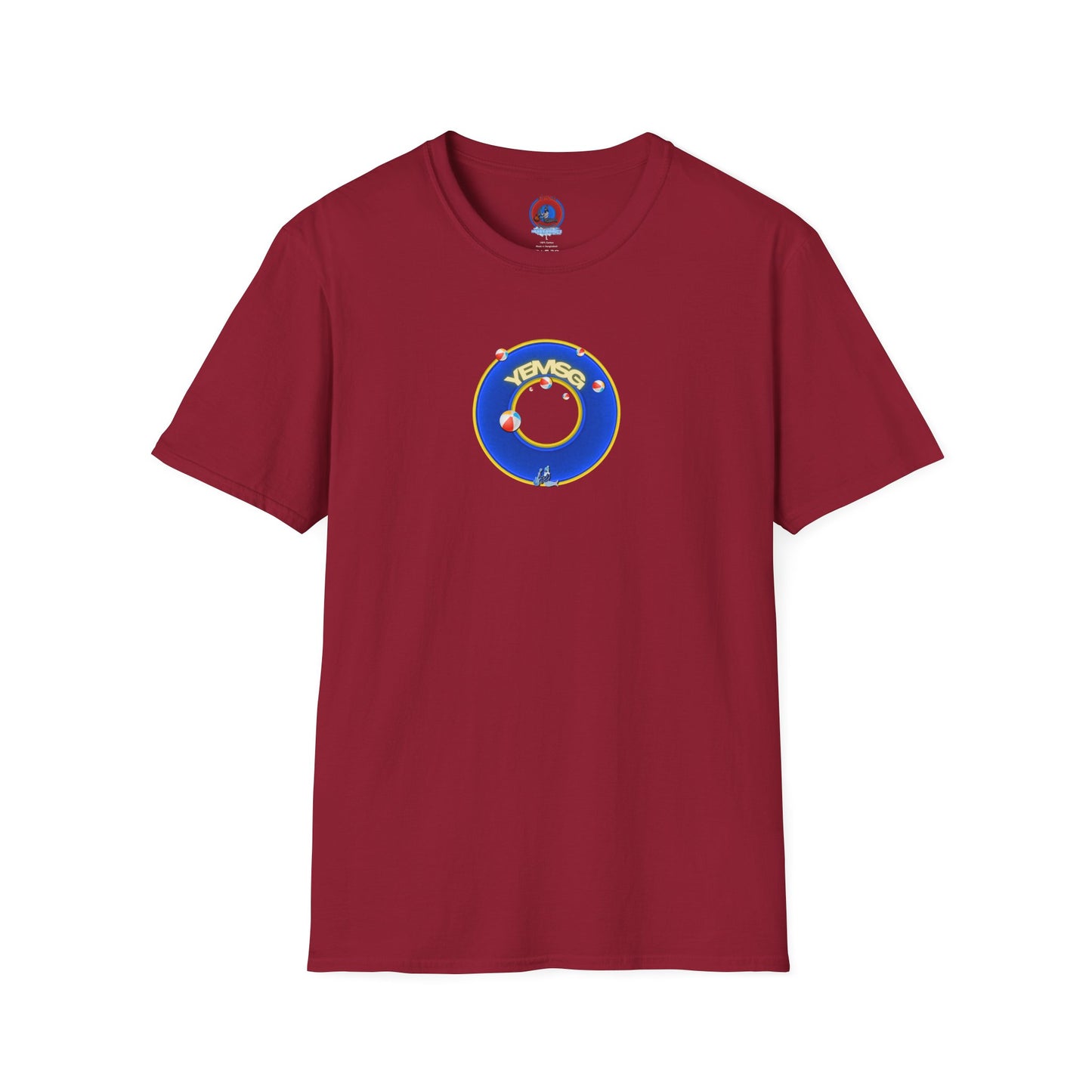 Donut Tee - Unisex Soft-Style - "The Donut's Secret Ingredient? MSG" - vivid blue/yellow donut - variant 2