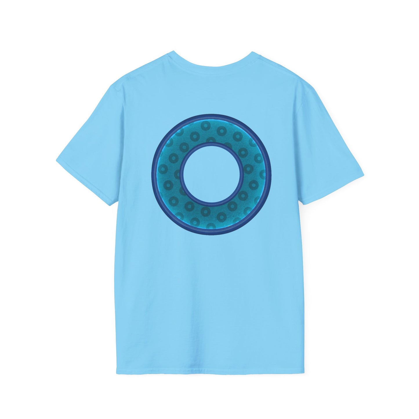 Plain Donuts/Unisex Soft-Style - "Plain Wide Mouthed Paradoxical Donuts" - aquamarine/dark blue donuts