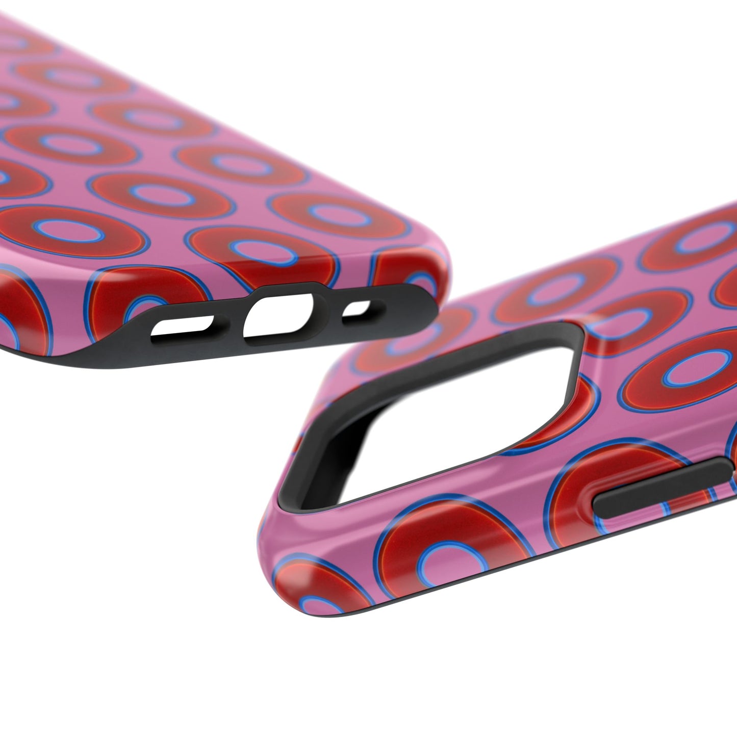 Impact-Resistant Lumpy Donut Case - red vivid donut print w/pink background