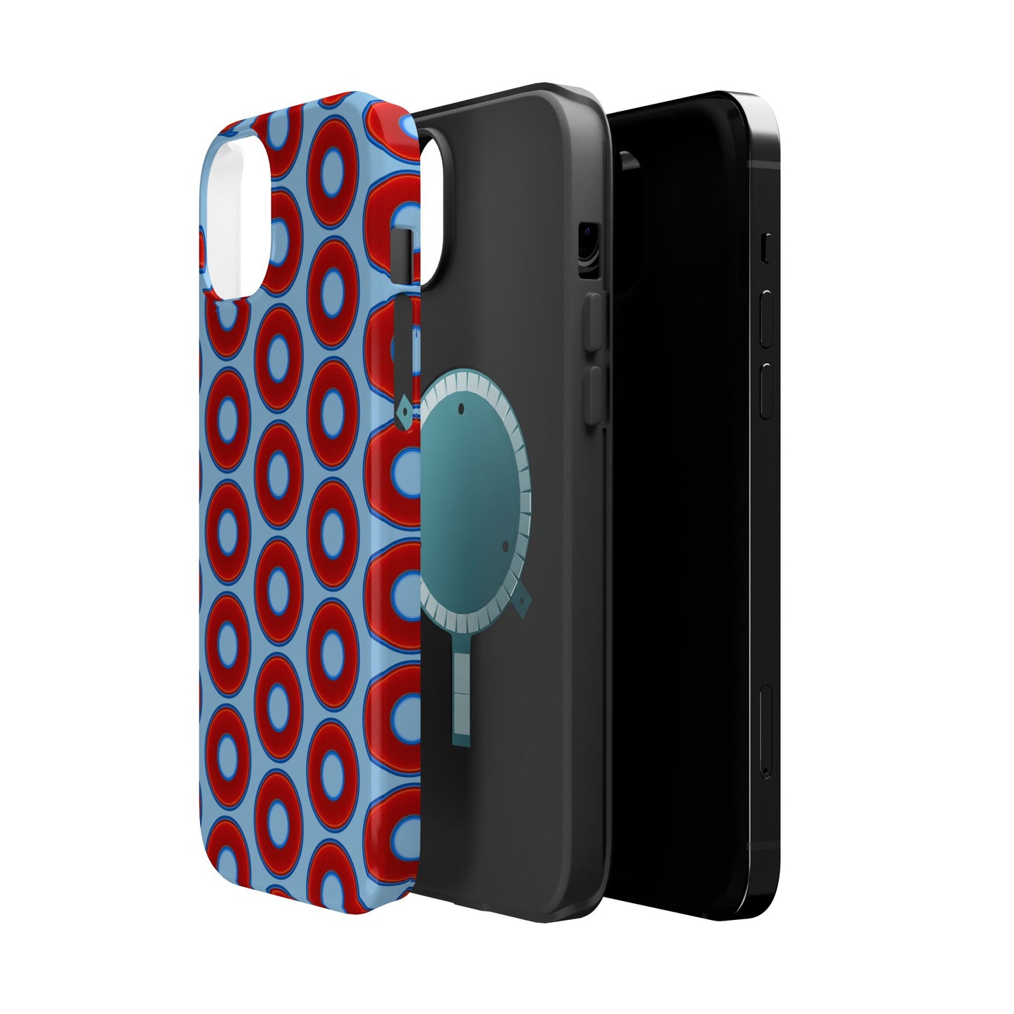 Magnetic Tough Donut Case - red vivid donut print w/sky blue background