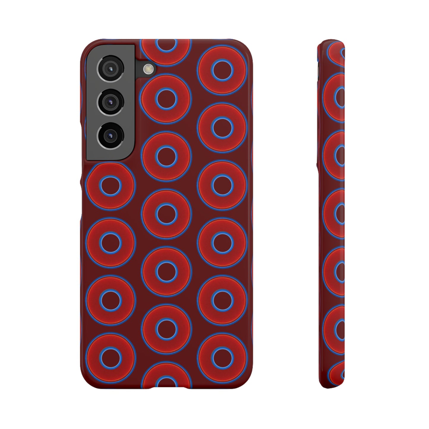Lumpy Donut Snap Case - red vivid donut print w/dark red background