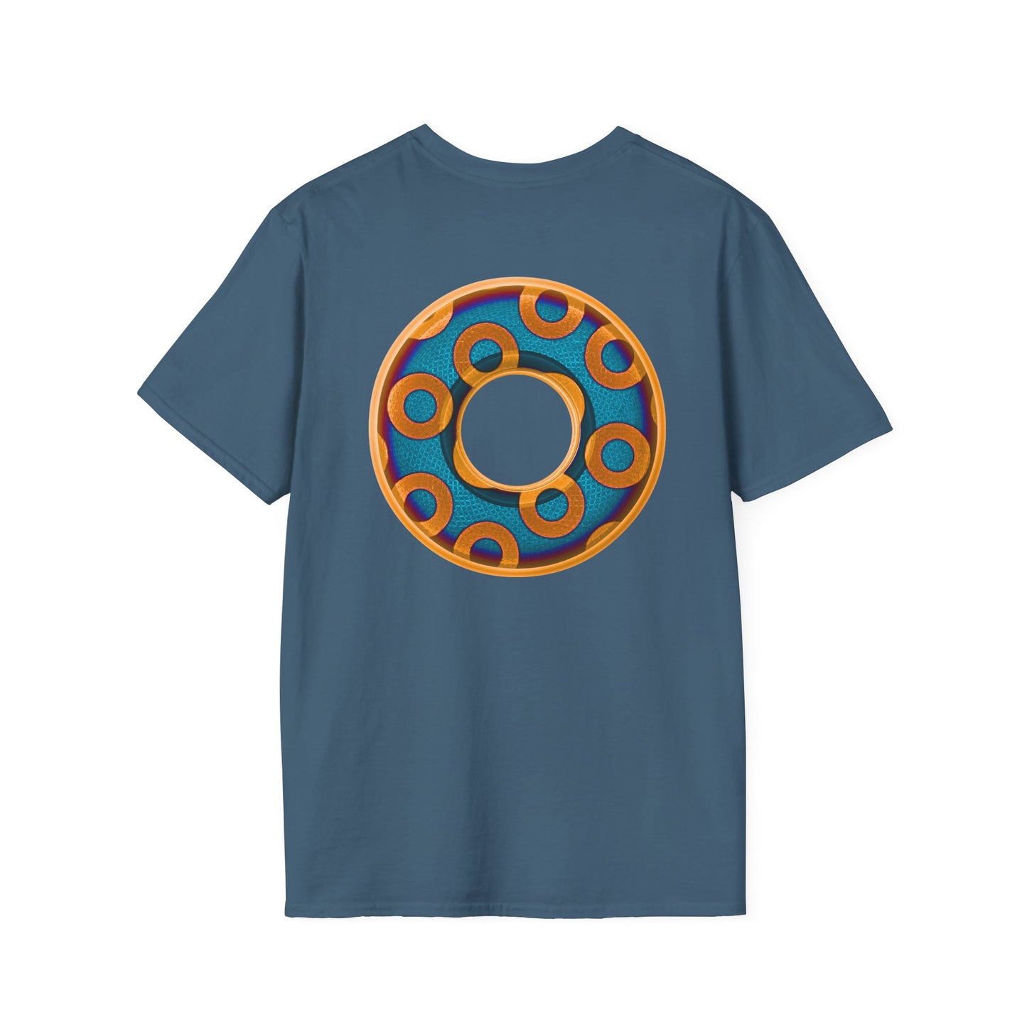 Plain Donuts/Unisex Soft-Style - "Plain Rustic Paradoxical Donuts" - light blue/orange donuts