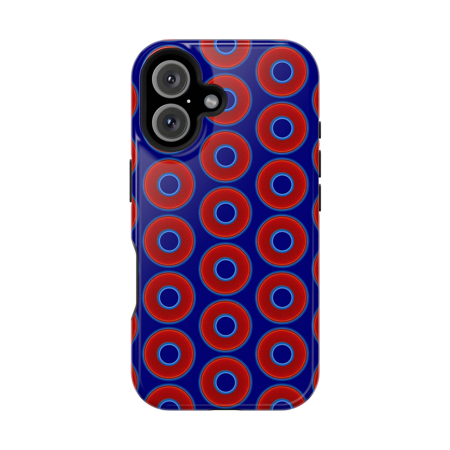 Magnetic Tough Donut Case - red vivid donut print w/vivid navy blue background