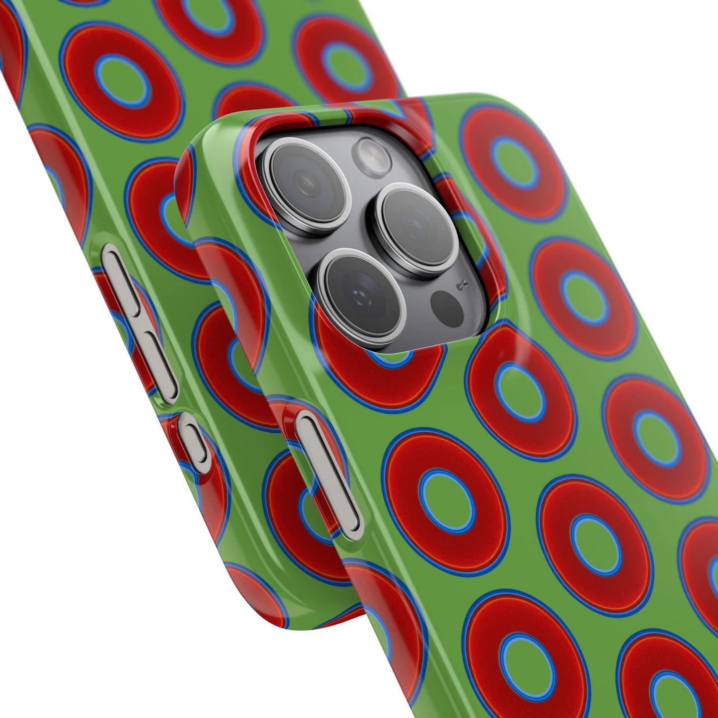 <Lumpy Donut Snap Case - red vivid donut print w/light green background