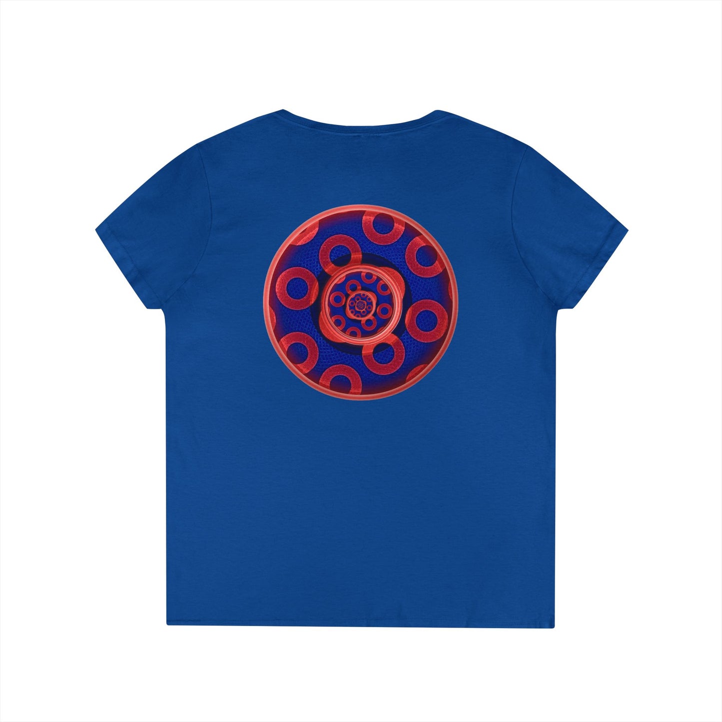 Women's Donut V-Neck Tee - "Paradox Kaleidoscope Donuts" - rustic donut w/ - variant 2