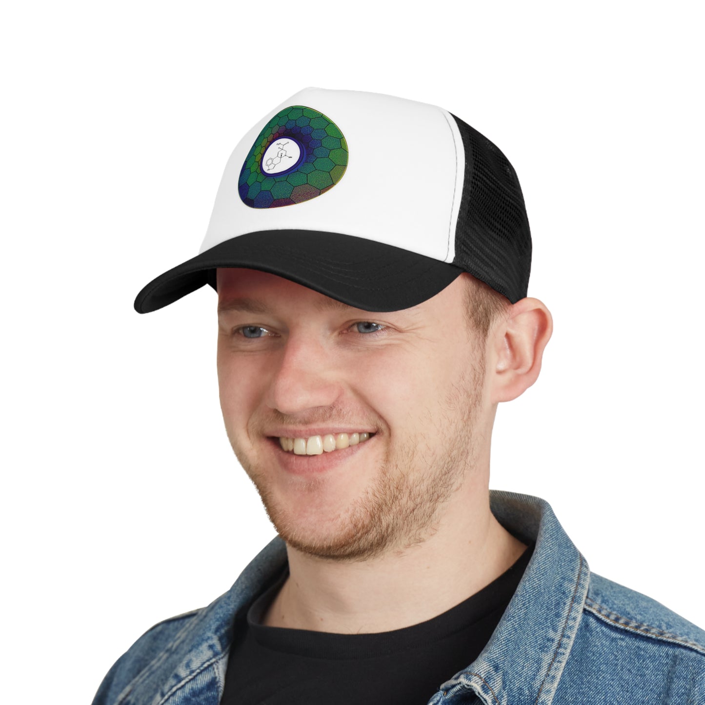 Lumpy Trucker Hat - "Albert Hofman's Donut" - variant 1 - green hexadonut