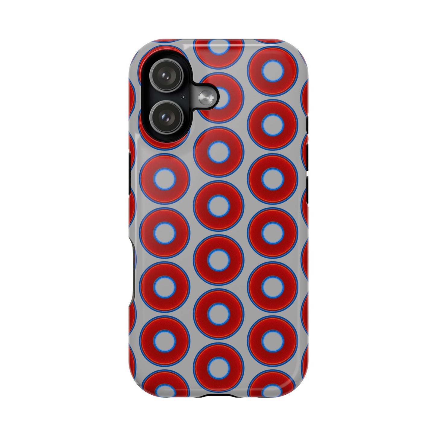 Magnetic Tough Donut Case - red vivid donut print w/light gray background