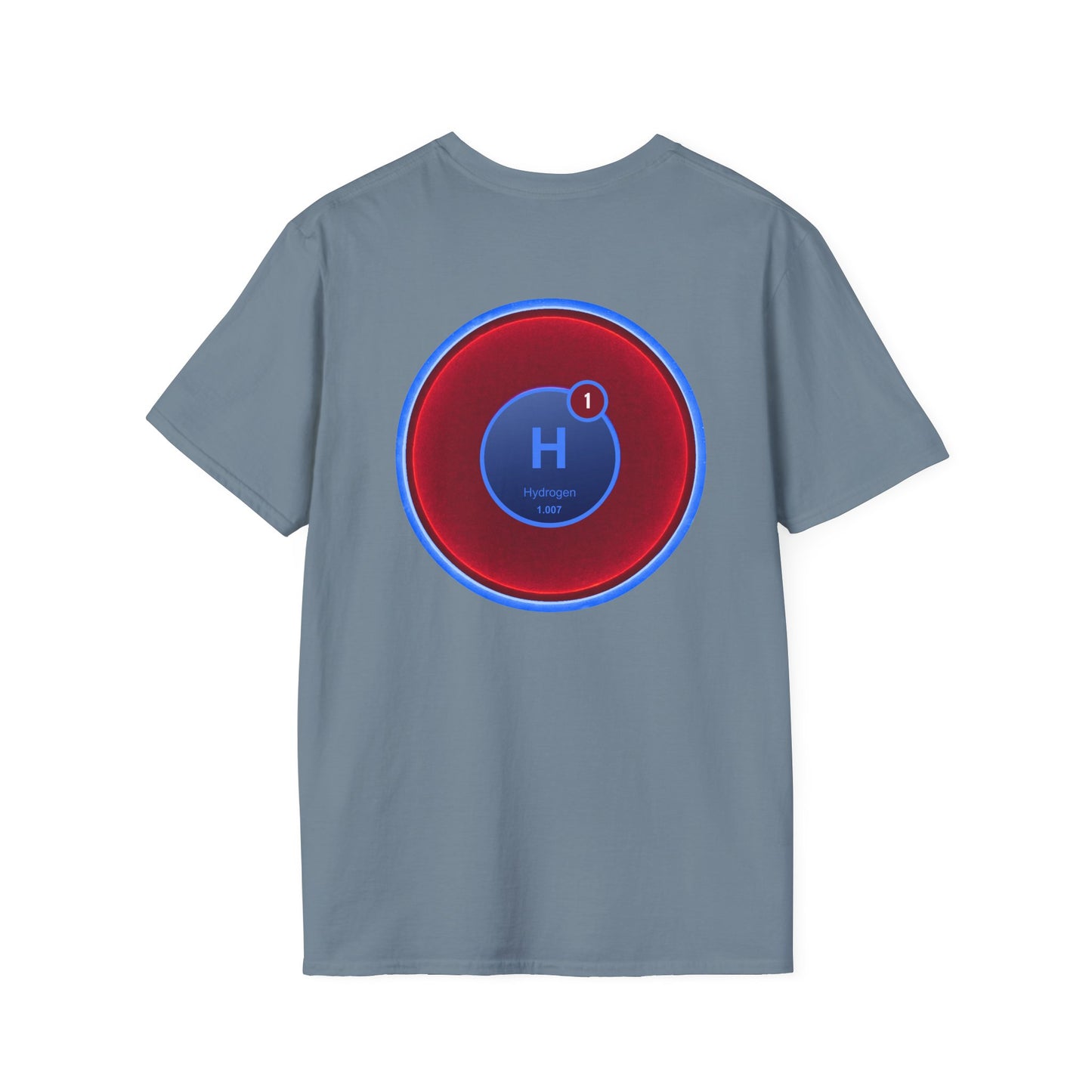 Classic Donut Tee - Unisex Soft-Style - "I am 10% Hydrogen Tee" - vivid red/light blue donut