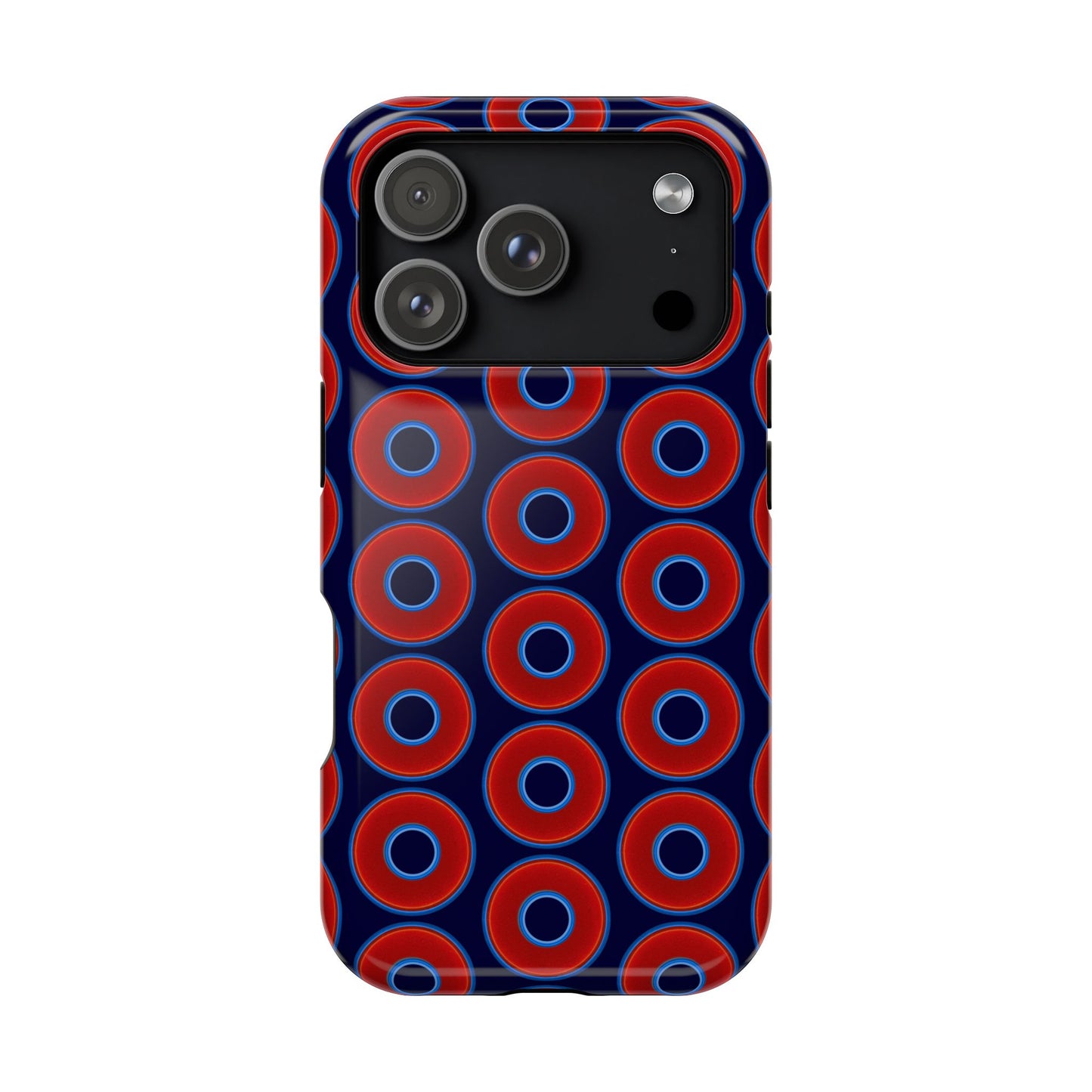Magnetic Tough Donut Case - red vivid donut print w/midnight blue background