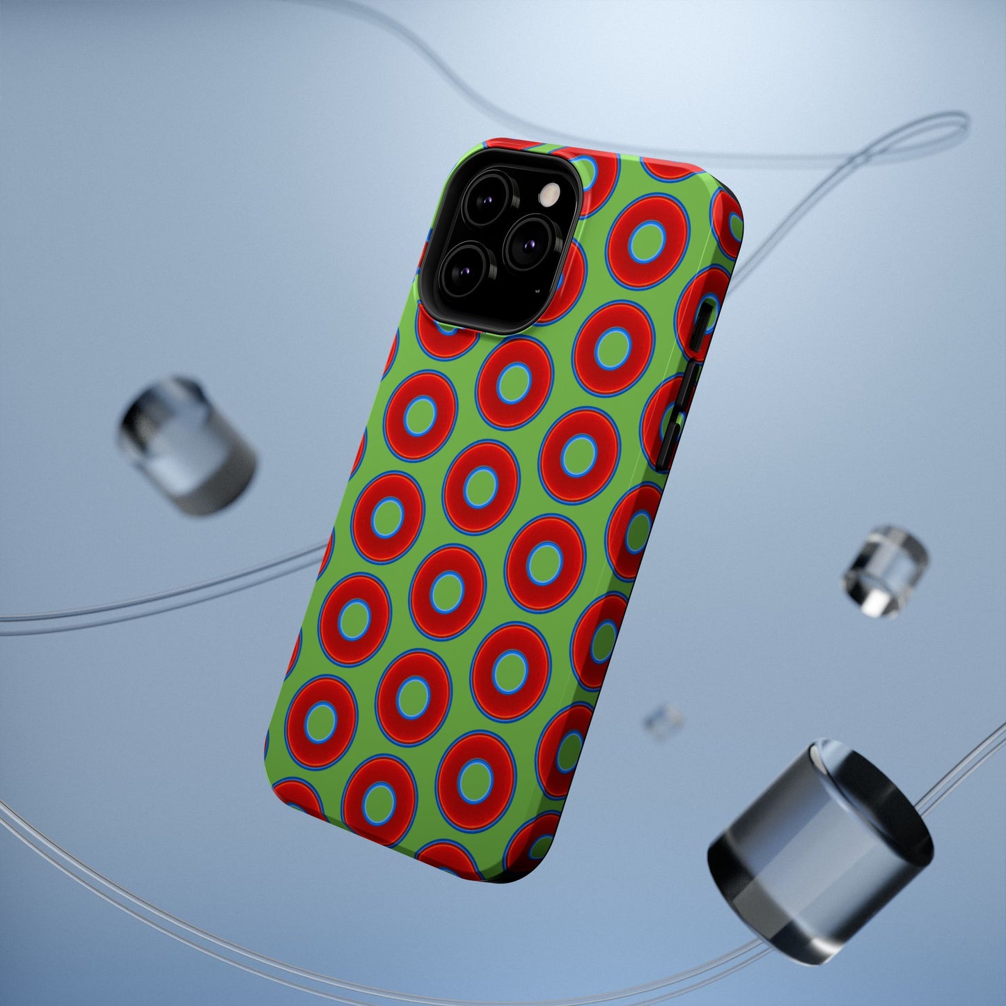 Impact-Resistant Lumpy Donut Case - red vivid donut print w/light green background