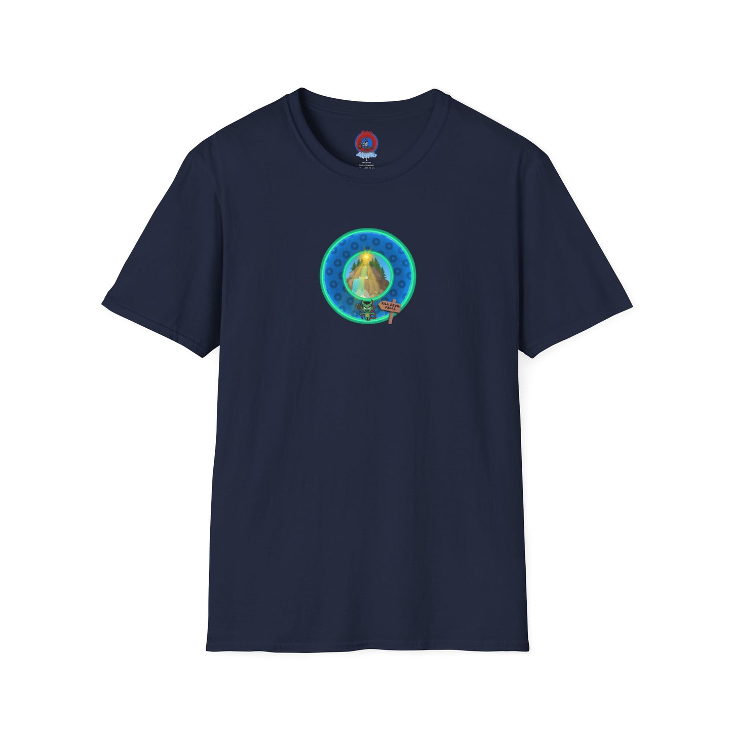 Classic Donut Tee - Unisex Soft-Style - "Devil's Drowning Donuts" - blue/green paradox donut