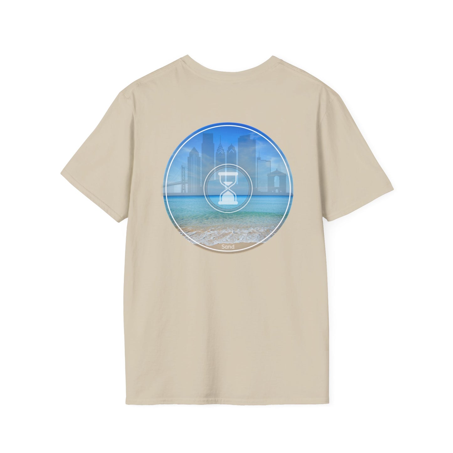 Classic Donut Tee - Unisex Soft-Style - "Philly Special: Still Loading Sand" - vivid blue  pic donut - variant 1