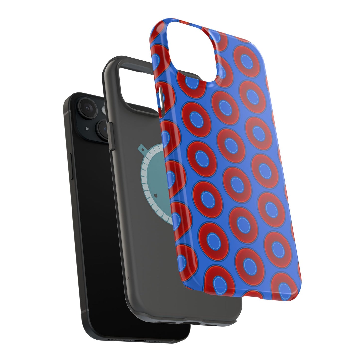 Magnetic Tough Donut Case - red vivid donut print w/medium royal blue background