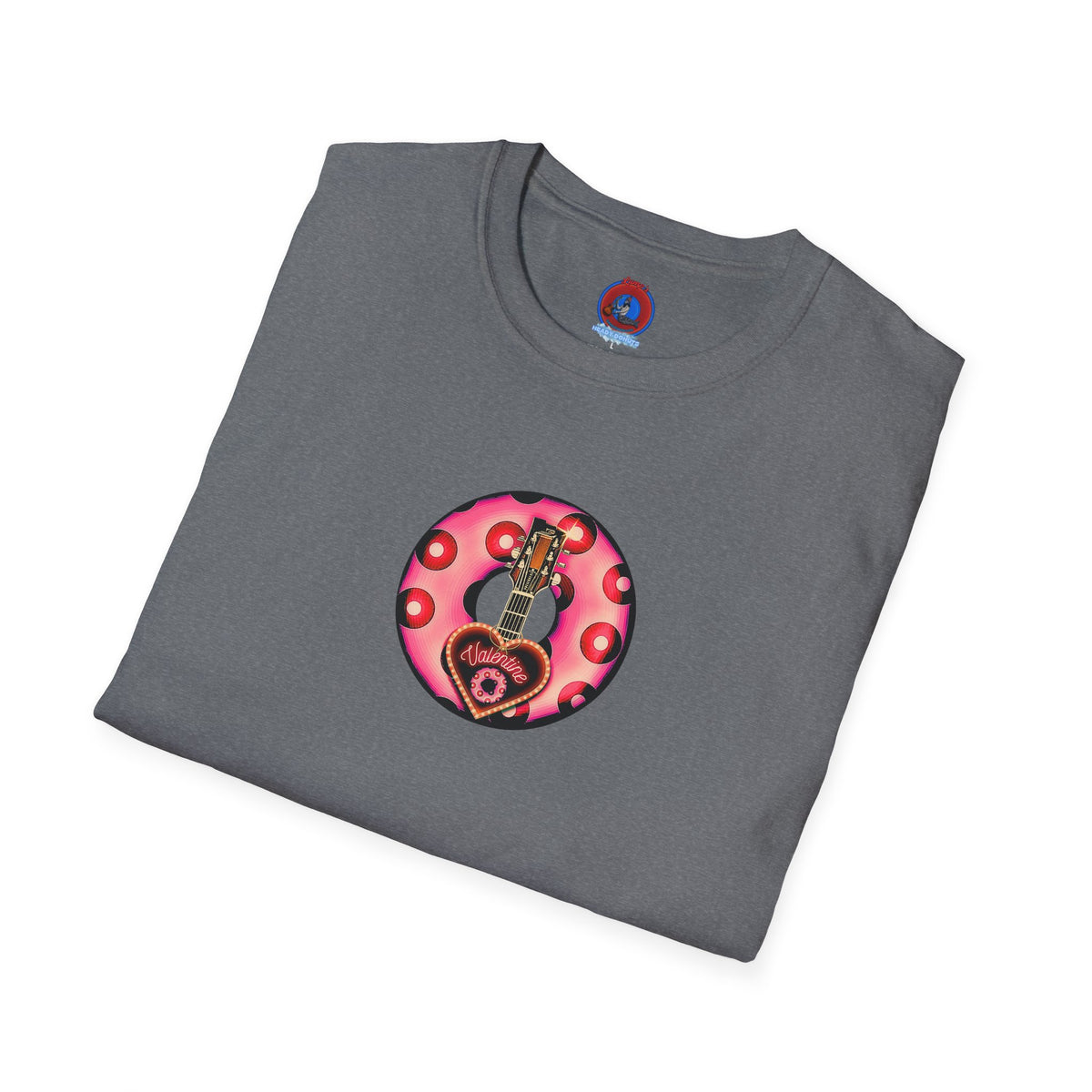 Classic Donut Tee - Unisex Soft-Style - "Would You Be My Donut?" - paradoxical faded magenta/red donut - variant 1
