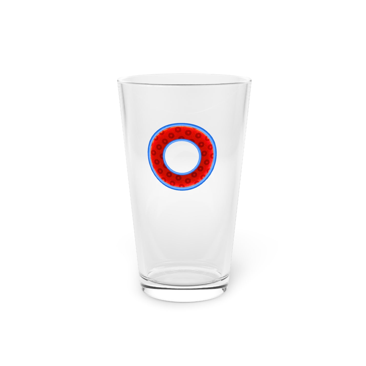 16oz Lumpy Pint Glass - blue/red widemouthed paradox donut